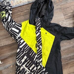 Volcom Kids' Black and Neon Yellow Raincoat
